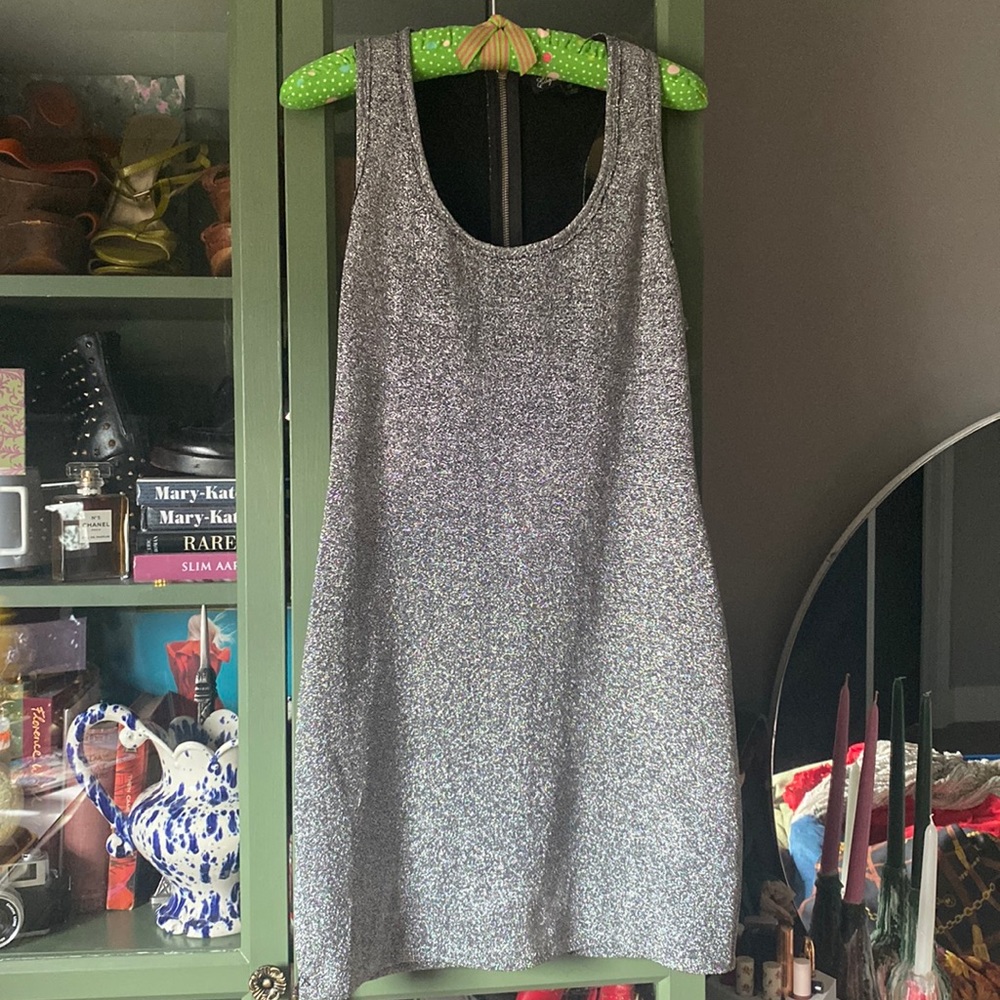 Elizabeth and James silver sparkle mini dress medium